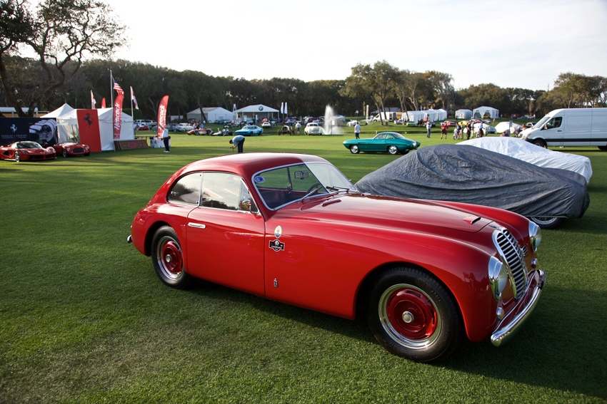 This 1960 Maserati A61500 PF coupe joined other concours entries on the field Saturday afternoon.