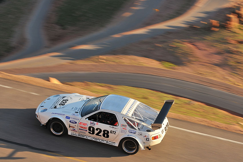 In 2008 and 2009 Carl Faucett and Guido Hamacher raced a specially prepared 928 at Pikes Peak. The famous Ws are visible below them. (Photo by Rupert Berrington.)