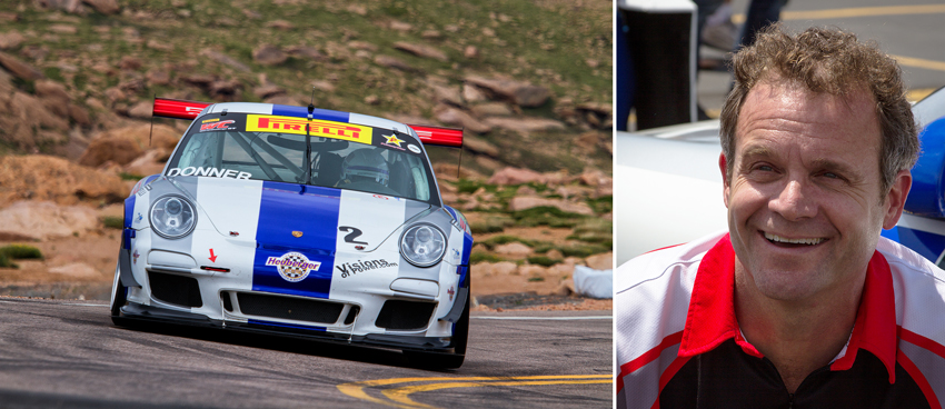David Donner, son of the first Pikes Peak Porsche winner Bob Donner Jr, is a three-time overall winner on the mountain. In 2013, he ran a GT3 Cup car to carry on the family tradition. Though he missed winning the Time Attack class by just six seconds, he set fastest qualifying time for the class. (Photos by Sean Cridland.)