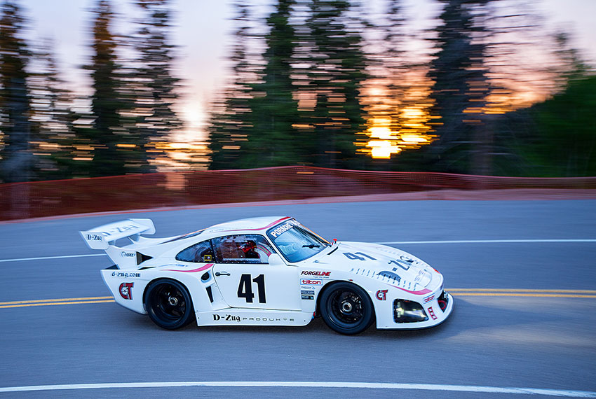 North Carolina-based Peter Koch brought his Porsche 935 tribute car to Pikes Peak in 2014. The team experienced teething problems and withdrew. (Photo by Sean Cridland.)