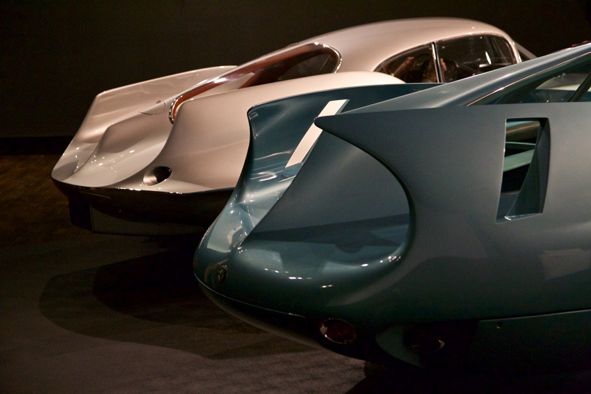 The tails of the 1955 Alfa Romeo “BAT 9” (left) and 1954 “BAT 7” reveal why their acronym/nickname is so appropriate.